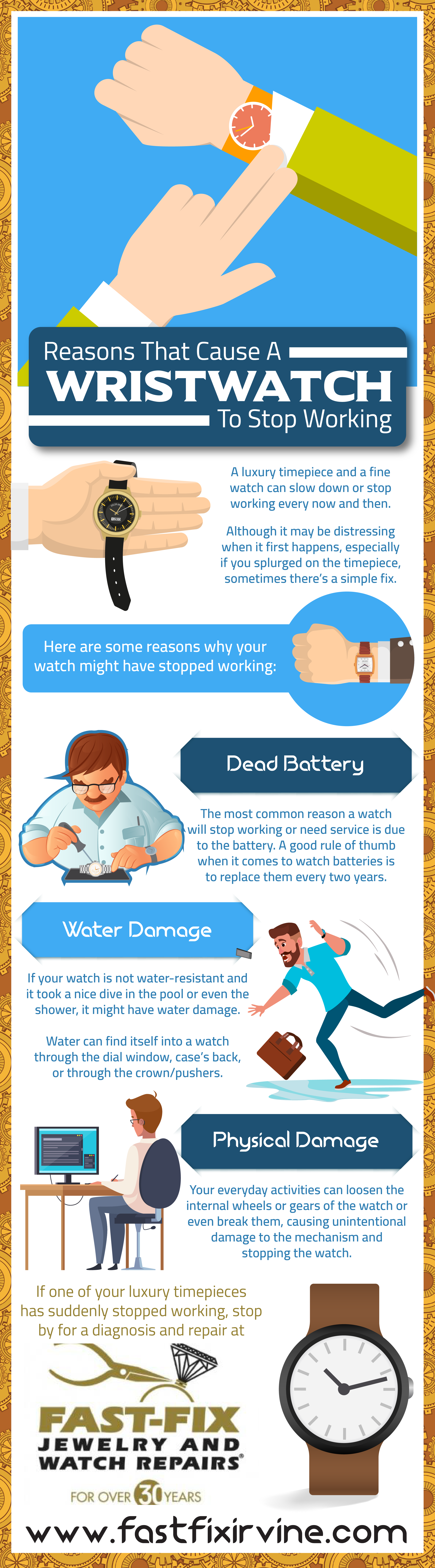 Reasons a Wrist watch stops working - Infograph
